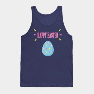 Happy Easter in Blue Pink Yellow Tank Top